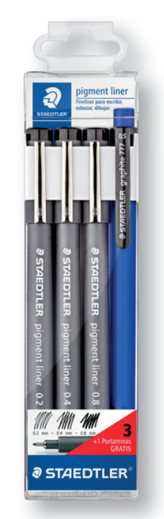 Staedtler 308 S1WP3 tussi 3 kpl Musta, Harmaa