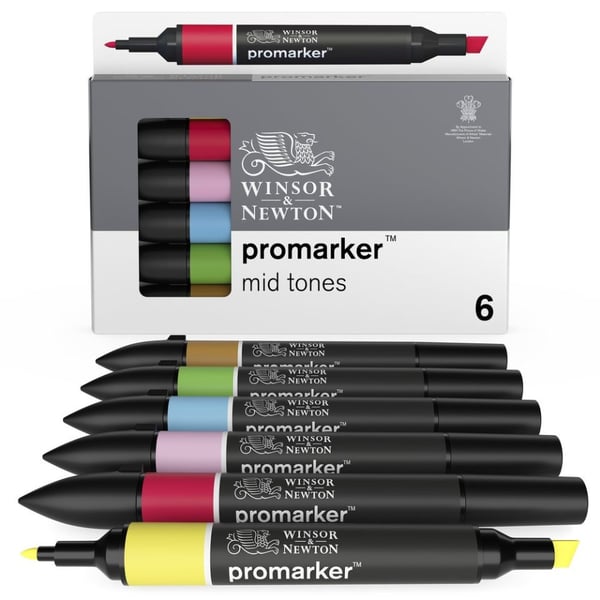 Winsor & Newton 884955070376 speedmarker 6 stk Blandet Blå, Brun, Grøn, Lyserød, Rød, Gul