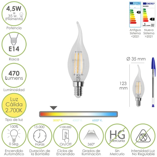 Maurer 19073280 LED-lamppu 2700 K 4,5 W E14