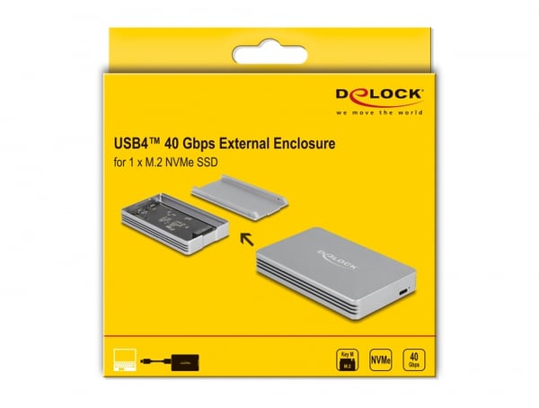 DeLOCK 42018 Hölje för lagringsenheter SSD-inkapsling Silver M.2