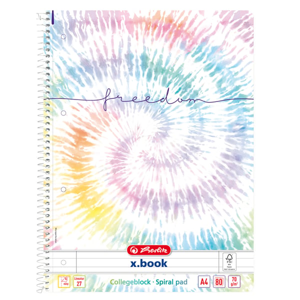 Herlitz New Batik Freedom blok og notesblok A4 80 ark Flerfarvet