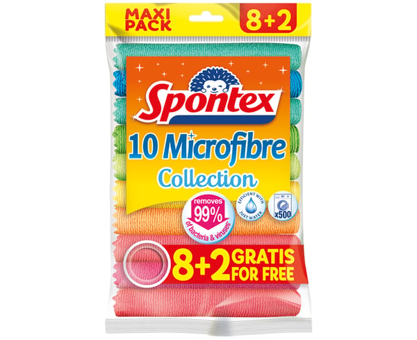 Spontex 19780028 rengøringsklud Mikrofiber Flerfarvet 10 stk