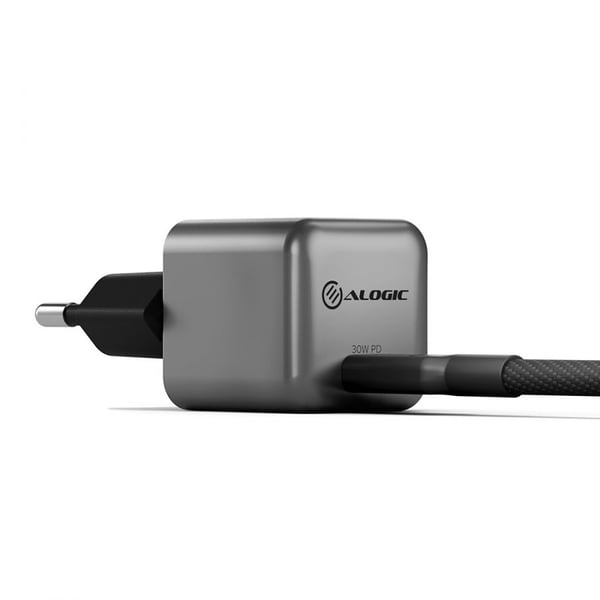 ALOGIC WCG1X30SGR-EU oplader til mobil enhed Mobiltelefon, Laptop, Smartphone, Tablet Sort, Grå Vekselstrøm Hurtig opladning Indendørs
