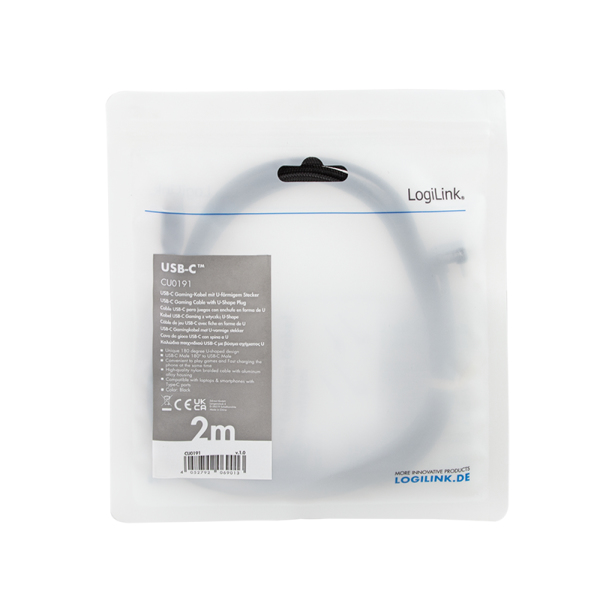 Miniatyrbillede 2 af 6: LogiLink CU0191 USB-kabel USB 2.0 2 m USB C 0,48 Gbit/sek. 60 W Sort