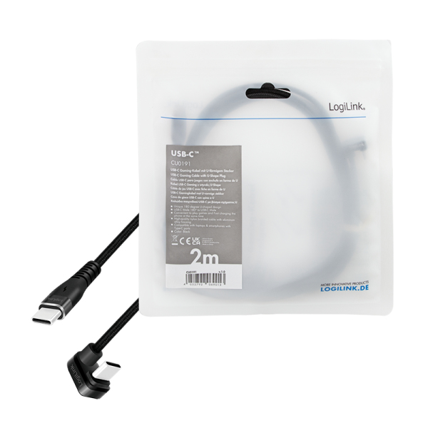 Miniatyrbillede 4 af 6: LogiLink CU0191 USB-kabel USB 2.0 2 m USB C 0,48 Gbit/sek. 60 W Sort