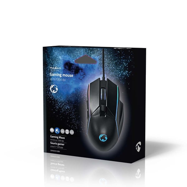 Nedis GMWD510BK mus Spil Højre hånd USB Type-A Optisk 7200 dpi