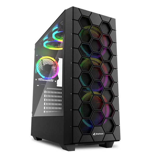 Miniatyrbillede 1 af 8: Sharkoon RGB Hex - Miditower - ATX - Sidepanel med vindue (hærdet glas)