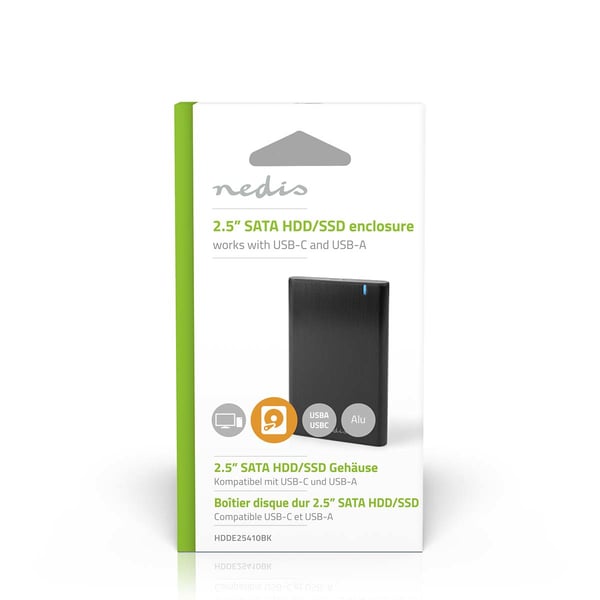 Nedis HDDE25410BK Hölje för lagringsenheter HDD-hölje Svart 2.5"