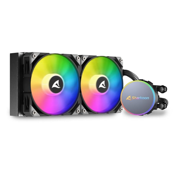 Miniatyrbillede 1 af 15: Sharkoon S70 rgb Computerkabinet, Processor Alt-i-en væskekøler 12 cm Sort 1 stk