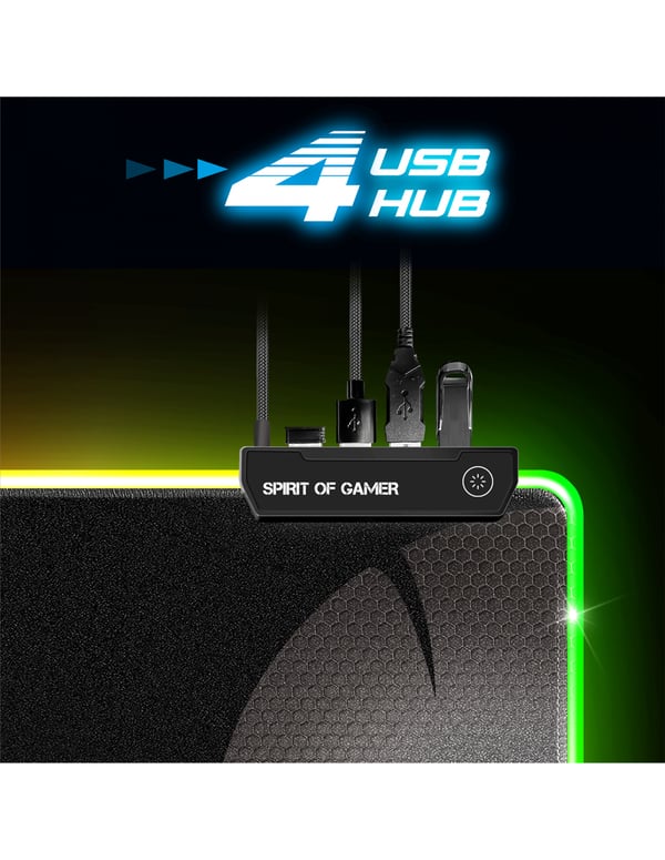 Spirit of Gamer Darkskull Hub RGB - XXXL Gaming musemåtte Sort