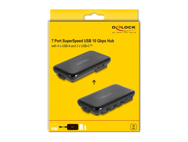 DeLOCK 64209 gränssnittshubbar USB 3.2 Gen 2 (3.1 Gen 2) Type-C 10000 Mbit/s Svart