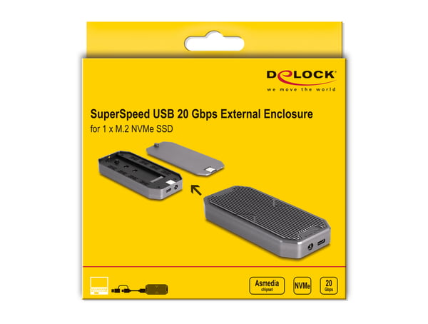 Miniatyrbild 2 av 6: DeLOCK 42015 Hölje för lagringsenheter SSD-inkapsling Grå M.2