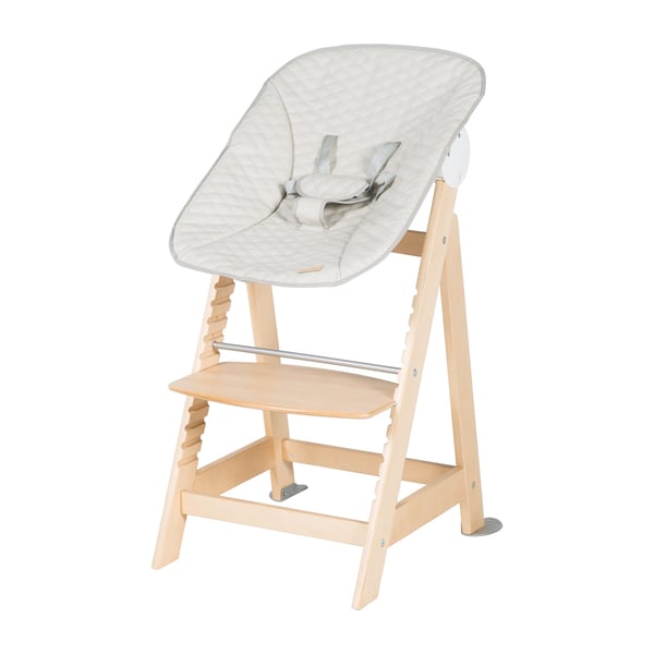 Miniatyrbillede 2 af 8: roba Born up, Set 2in1 Traditionel højstol Hårdt sæde Lys grå, Naturlig