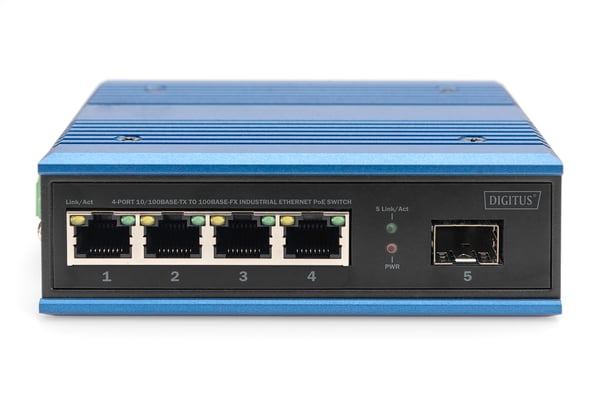 Miniatyrbild 3 av 5: Digitus DN-651131 nätverksswitchar Ohanterad Fast Ethernet (10/100) Strömförsörjning via Ethernet (PoE) stöd Svart, Blå