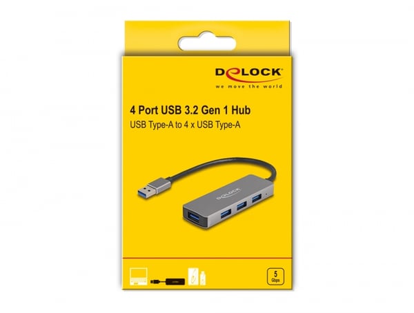 Miniatyrbillede 3 af 3: DeLOCK 63171 interface hub USB 3.2 Gen 1 (3.1 Gen 1) Type-A 5000 Mbit/s Grå