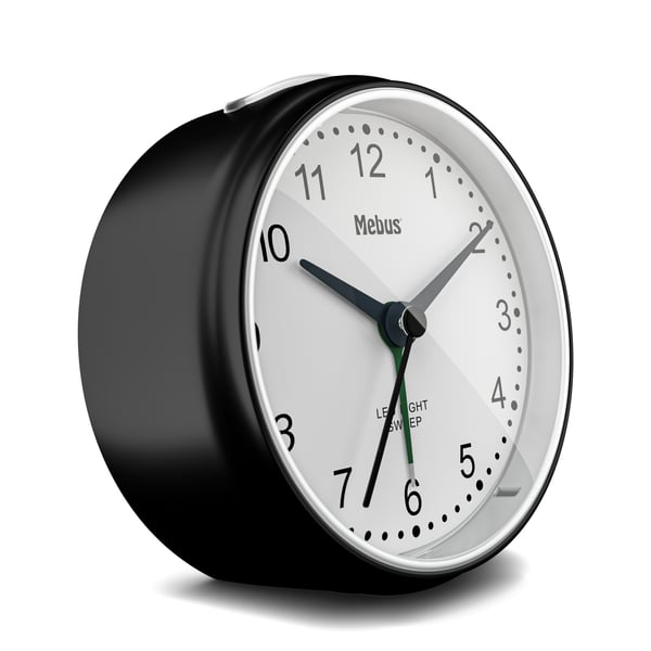Mebus 25806 vækkeur Quartz alarmur Sort, Hvid