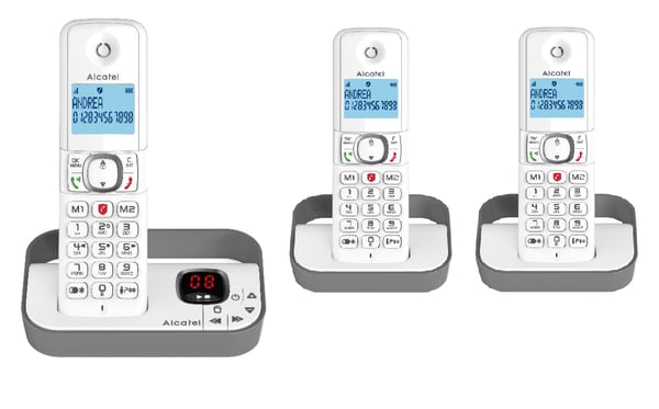 Alcatel F860 DECT-telefon Namn och uppringnings-ID Grå