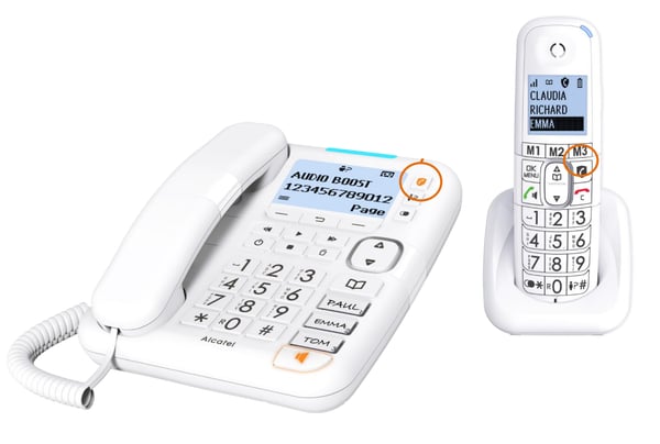 Alcatel XL785 Analog/DECT-telefon Nummervisning Hvid