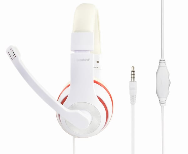 Miniatyrbillede 4 af 4: Gembird MHS-03-WTRD hovedtelefoner/headset Ledningsført Opkald/musik Rød, Hvid