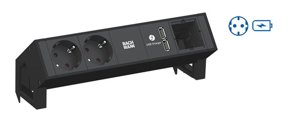 Bachmann Desk 2 stikdåse 1 AC stikkontakt(er) Indendørs Sort