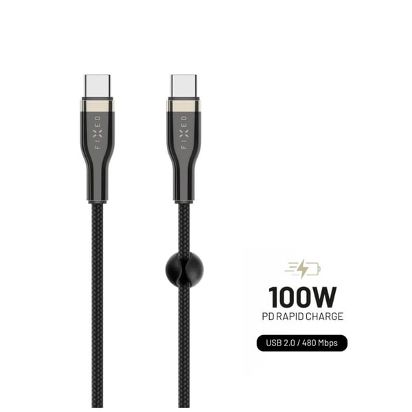 FIXED FIXDB-CC2-BK USB-kabel USB 2.0 2 m USB C 4,8 Gbit/sek. 100 W Sort
