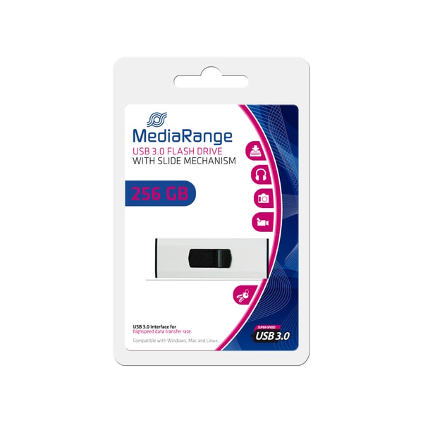 Pikkukuva 6 / 6: MediaRange MR919 USB-muisti 256 GB USB A-tyyppi 3.2 Gen 1 (3.1 Gen 1) Musta, Hopea