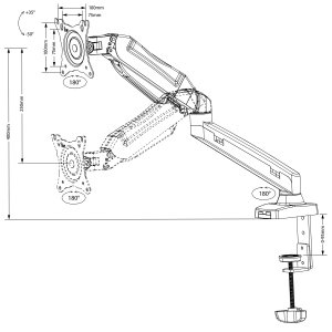Pikkukuva 3 / 7: Maclean MC-860 monitorin kiinnike ja jalusta 68,6 cm (27") Vastaanotto Musta