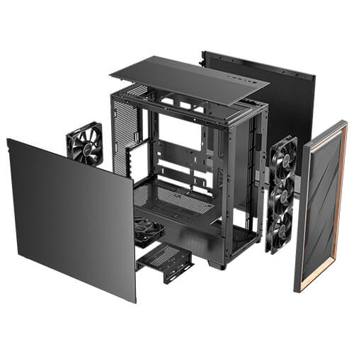 Pikkukuva 4 / 19: Antec FLUX SE Midi Tower Musta, Puu
