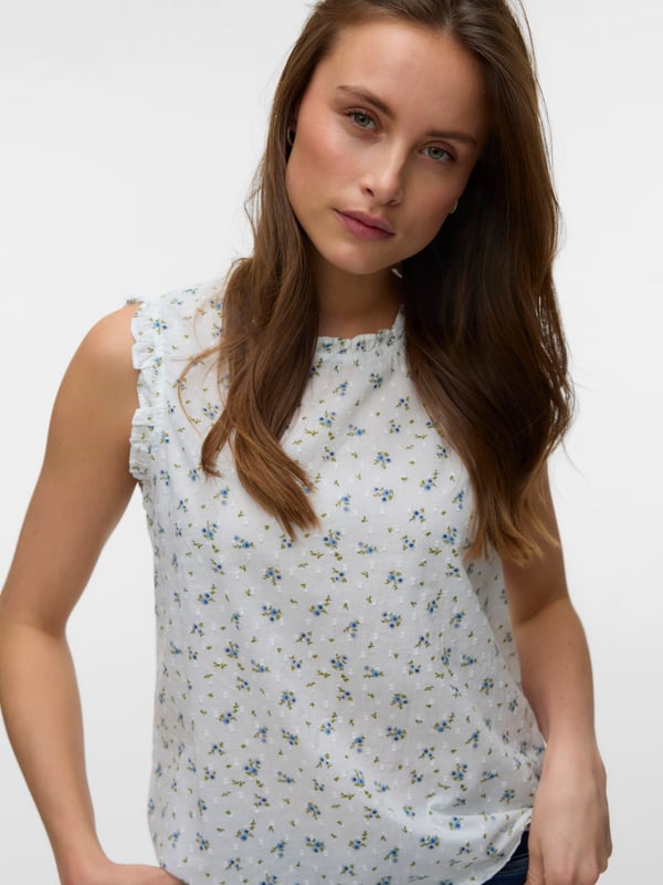 Vero Moda 5715829002191 skjorte & top Top (tøj) Rund halsudskæring Ærmeløs Bomuld