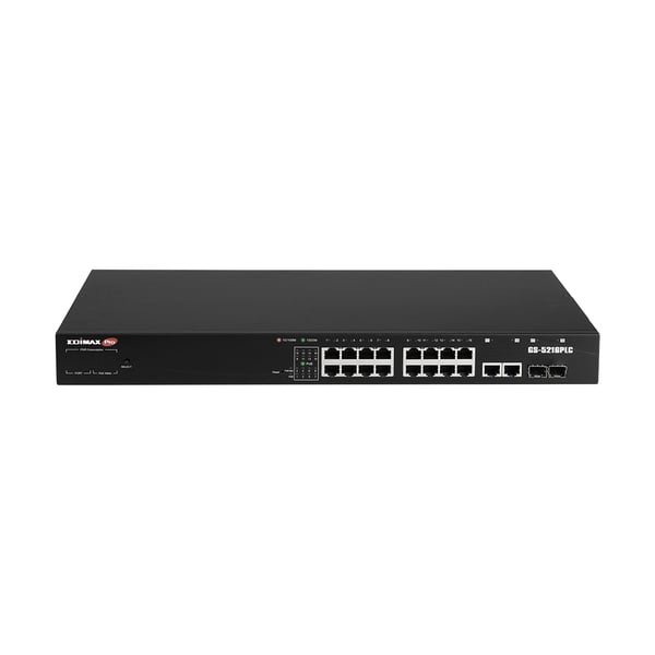 Edimax GS-5216PLC netværksswitch Administreret Gigabit Ethernet (10/100/1000) Strøm over Ethernet (PoE) Sort