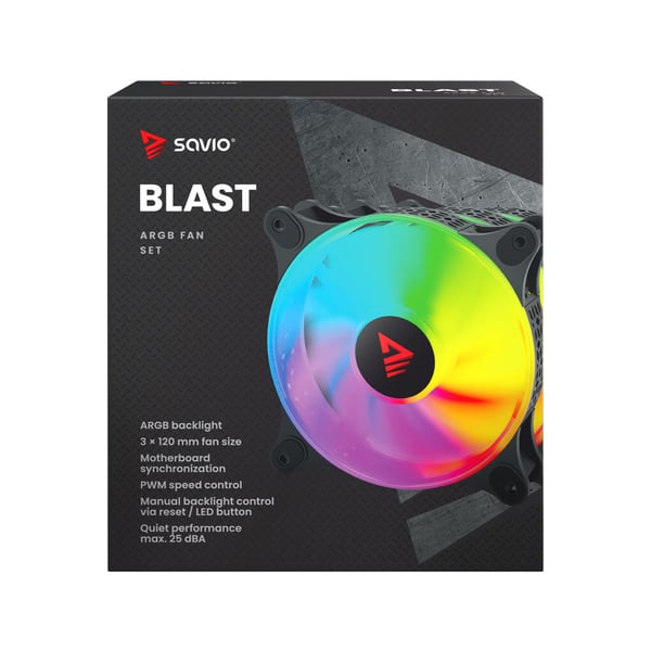 Savio BLAST FAN SET Computerkølesystem Computerkabinet Ventilator 12 cm Sort 3 stk