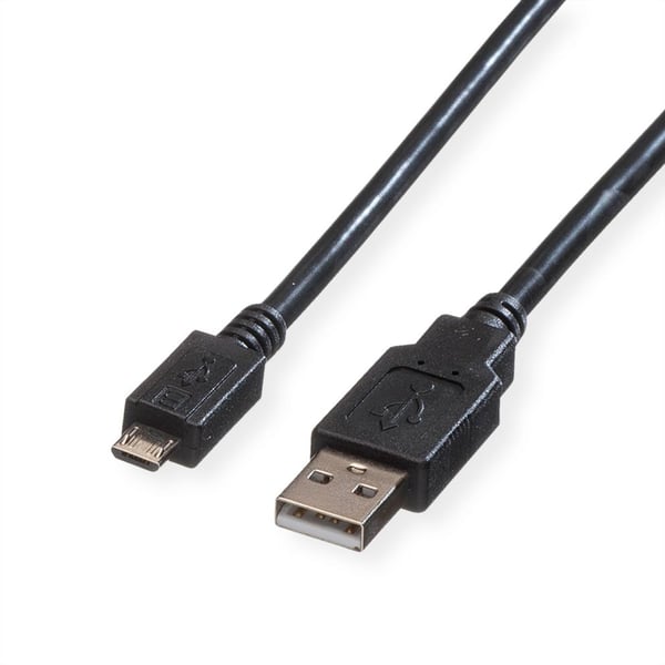 Miniatyrbillede 1 af 4: ROLINE 11.02.8752 USB-kabel USB 2.0 1,8 m USB A Micro-USB B 0,48 Gbit/sek. Sort