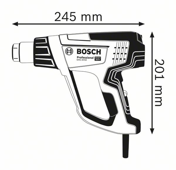 Miniatyrbild 3 av 4: Bosch 0 601 2A6 201 värmepistol 500 l/min 630 ° C 2000 W Svart, Blå