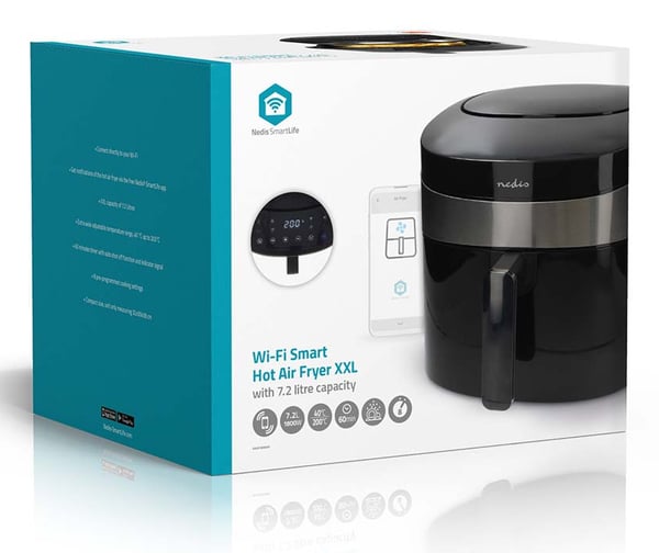 Nedis KAAF180BKW fritös Single 7,2 l Fristående 1800 W Varmluftsfritös Svart
