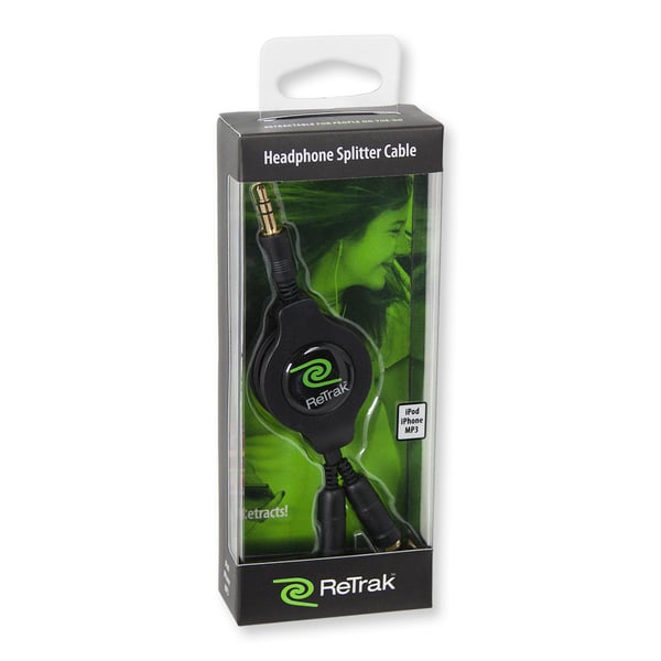 ReTrak EUCABLESPLIT audiokaapeli 1 m 3.5mm Musta