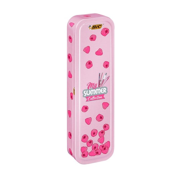 BIC Summer Pink Box Svart, Blå, Grön, Röd Fastklämbar, indragbar kulspetspenna 5 styck