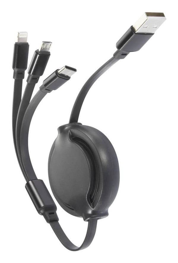 Miniatyrbillede 2 af 5: Renkforce RF-5800360 USB-kabel USB 2.0 1 m USB A USB C/Micro-USB B/Lightning 4,5 W Sort