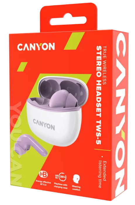 Pikkukuva 2 / 8: Canyon TWS-5 Kuulokkeet Langaton In-ear Puhelut/Musiikki/Urheilu/Päivittäinen USB Type-C Bluetooth Violetti