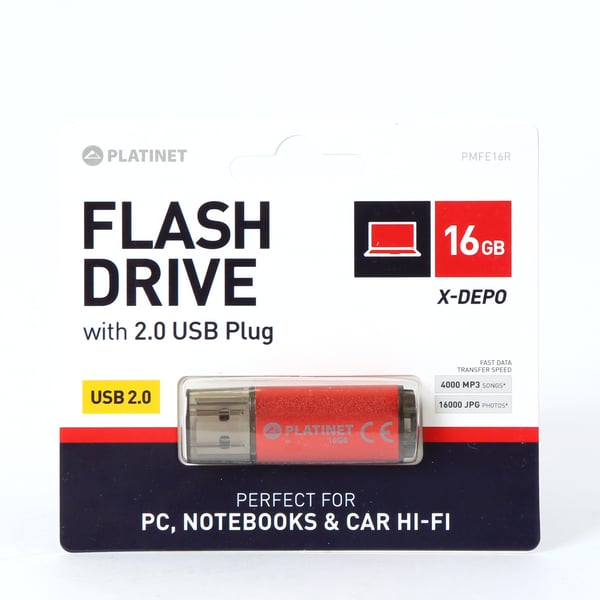 Platinet PMFE16R USB-muisti 16 GB USB A-tyyppi 2.0 Punainen