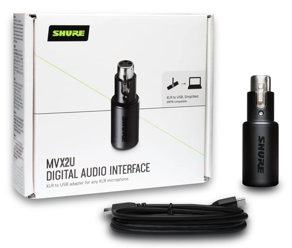 Shure MVX2U ljudgränssnitt för inspelning