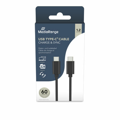 Miniatyrbillede 1 af 4: MediaRange MRCS213 USB-kabel USB 3.2 Gen 1 (3.1 Gen 1) 1,2 m USB C 5 Gbit/sek. 60 W Sort
