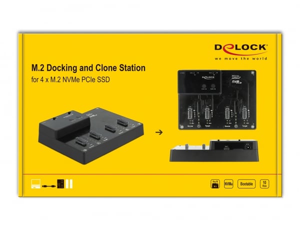 DeLOCK 64124 tallennusaseman telakointiasema USB 3.2 Gen 2 (3.1 Gen 2) Type-C Musta