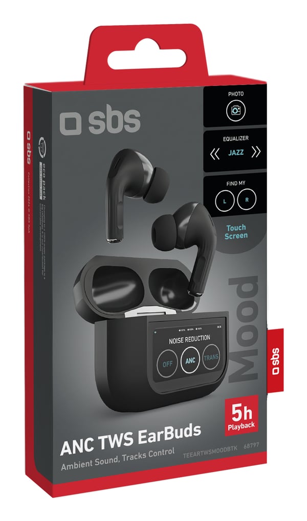 SBS TEEARTWSMOODBTK hovedtelefoner/headset True Wireless Stereo (TWS) I ørerne Opkald/musik Bluetooth Sort