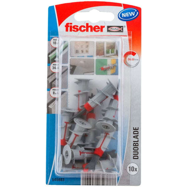 Fischer 545683 skrueanker og vægudtag 10 stk Vægstik 44 mm