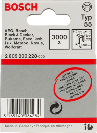 Bosch 2 609 200 228 häftklamrar Häftklammersats 3000 klammer