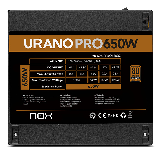 Miniatyrbillede 10 af 10: NOX Urano PRO 650W Bronze enhed til strømforsyning ATX Sort