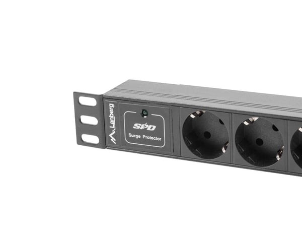 Lanberg PDU-03F-0200-BK strømforsyningsenhed (PDU) 3 AC stikkontakt(er) 1U Sort