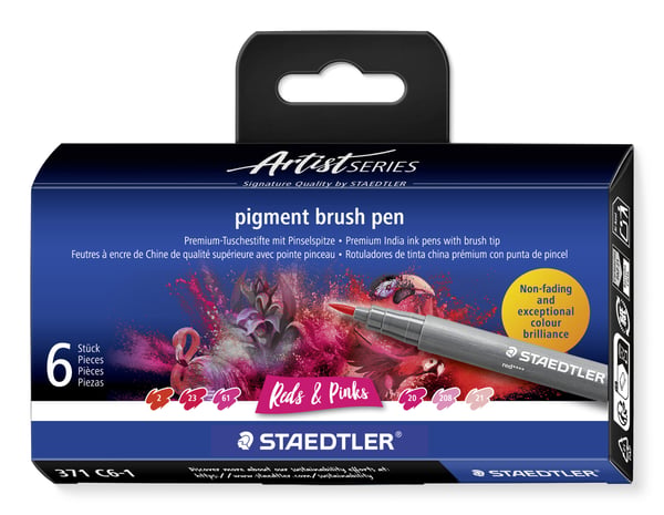 Staedtler Pigment Arts Brush Pen Reds & Pinks filtpen Lyserød, Rød 6 stk