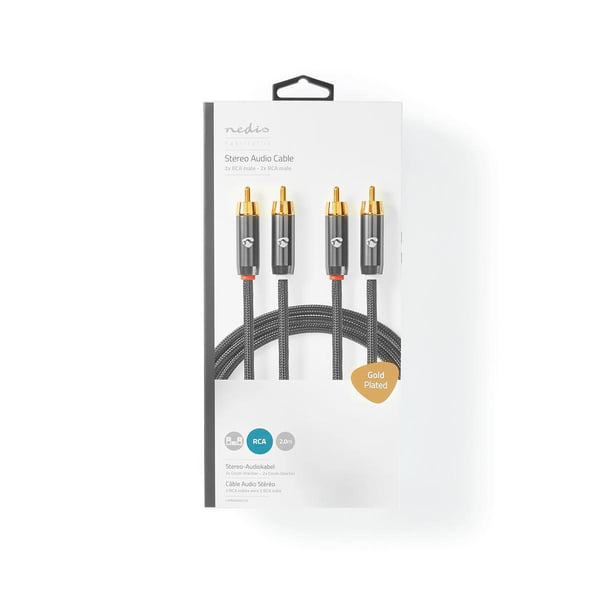 Nedis CATB24200GY20 lydkabel 2 m 2 x RCA Grå