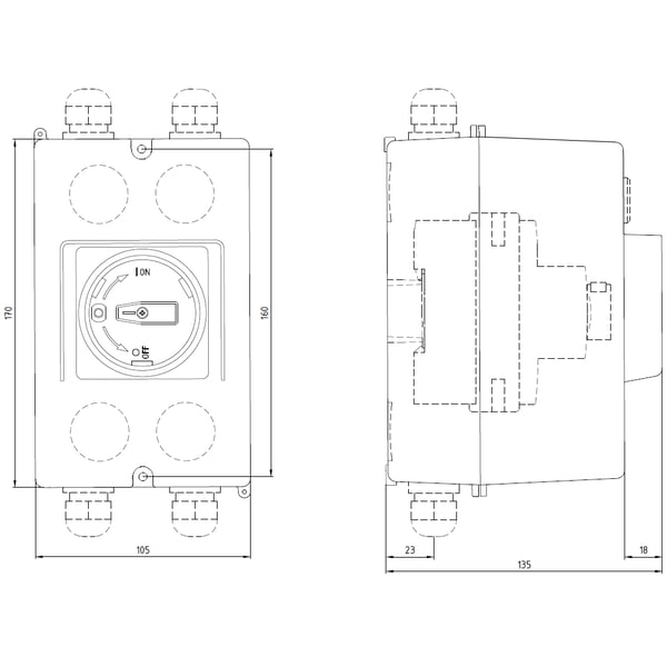 Miniatyrbild 3 av 3: Siemens 3RV1923-1DA01 Gehäuse 1 St. (B x H x T) 105 x 170 x 135 mm